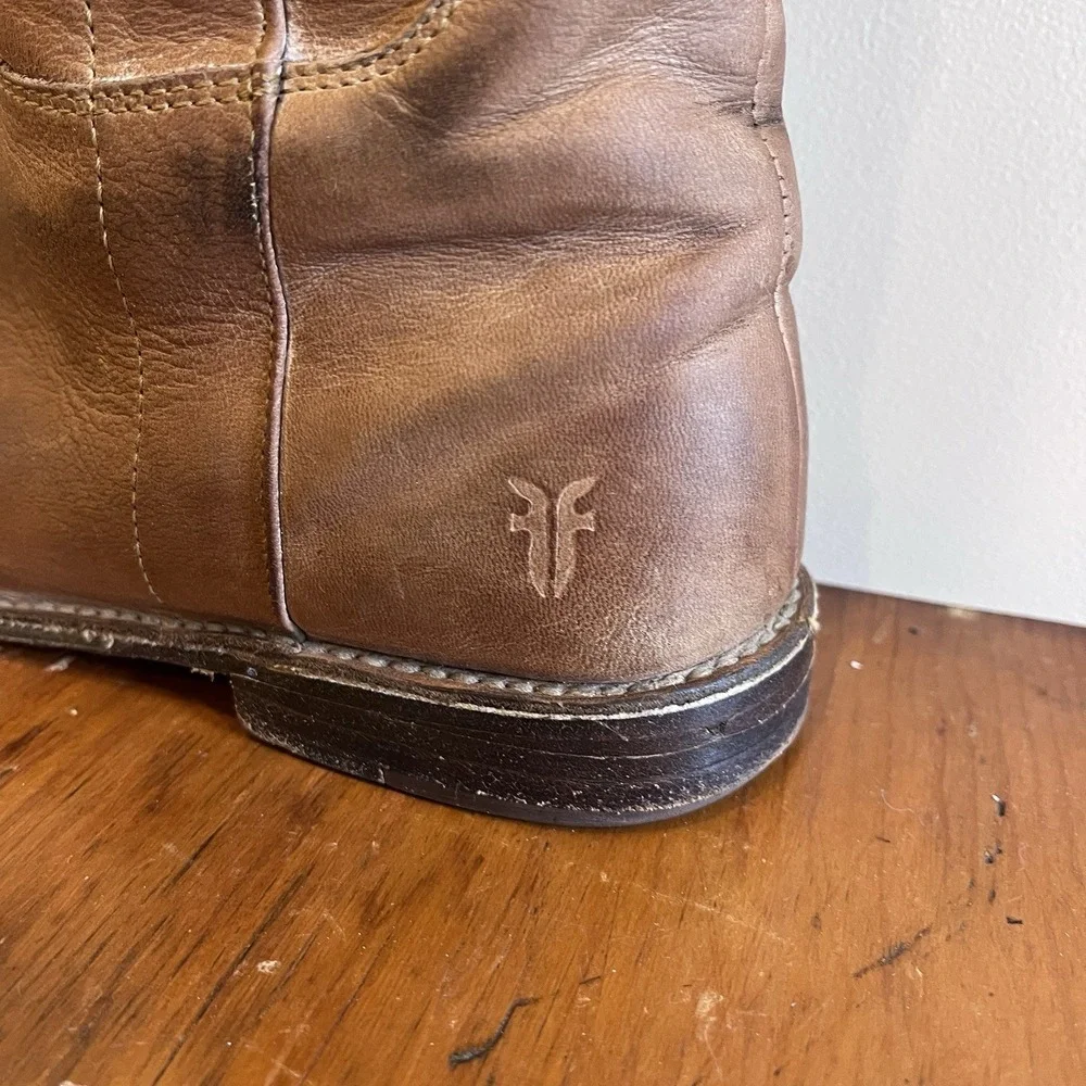 FRYE Boots Paige‎ Tall Riding Tan Leather Boots 77534 - Women's Size 7.5 B